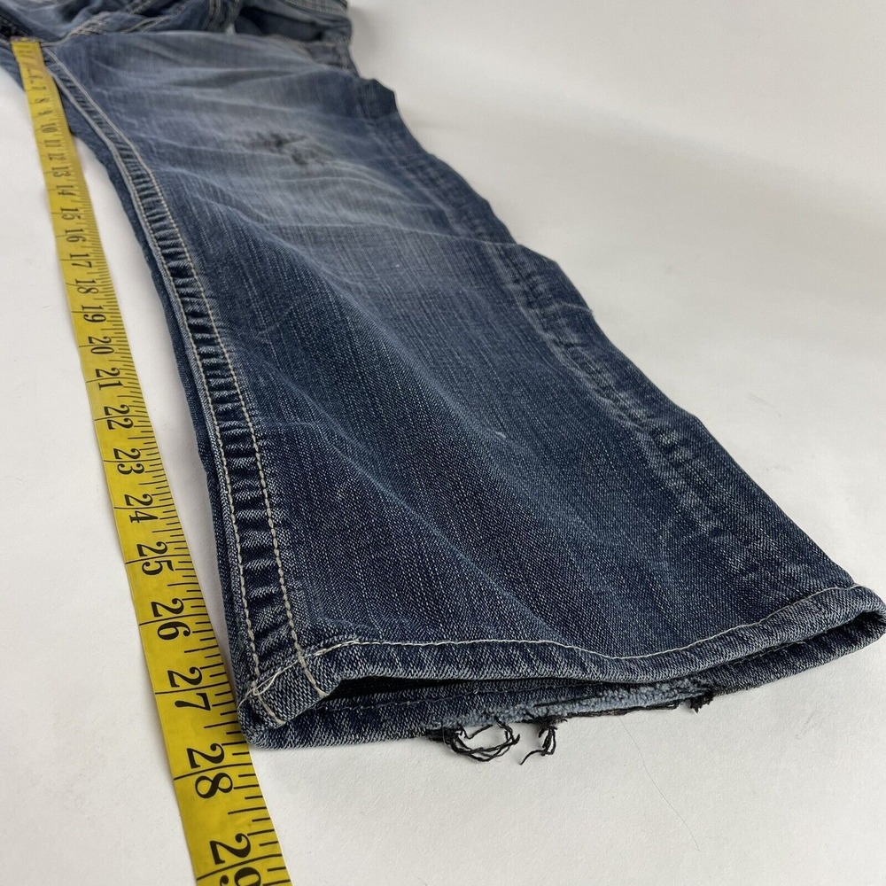 Distressed Salvage Buckle Men's Mayhem Straight Stretch Blue Jeans Size 31R x 28 - Picture 9 of 12